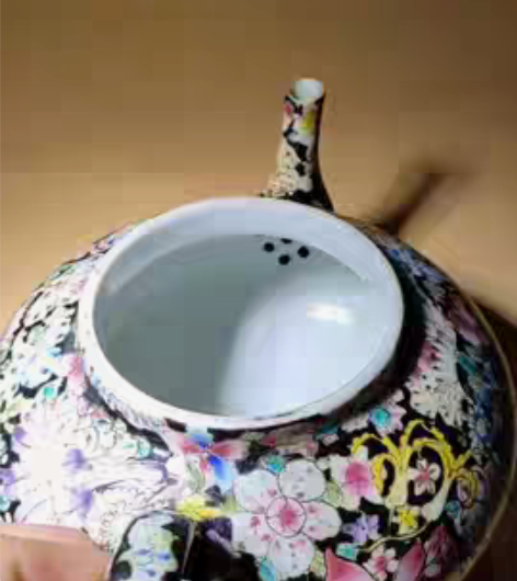 包邮民国时期的外销瓷粉彩“百花锦”茶壶[]...