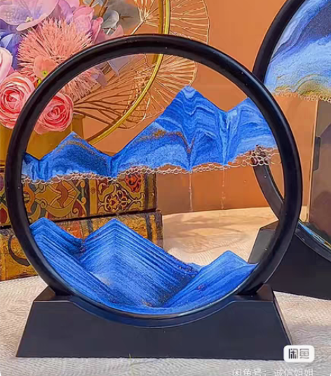包邮【关店处理】新款简约3D山水流沙画圆形...