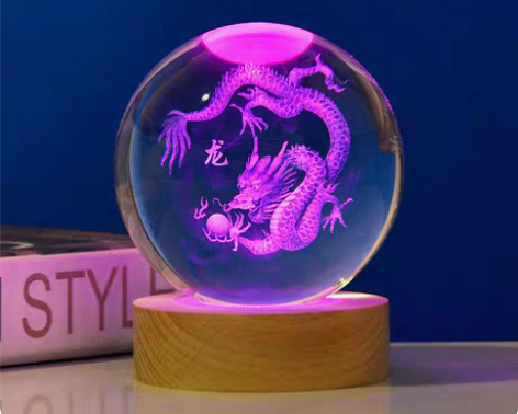 十二生肖水晶球发光小夜灯礼品送长辈男女朋友...