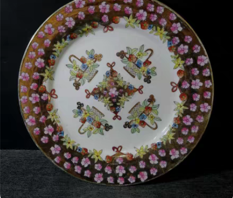 金光闪闪的广彩盘／精品老货 直径25厘米，...