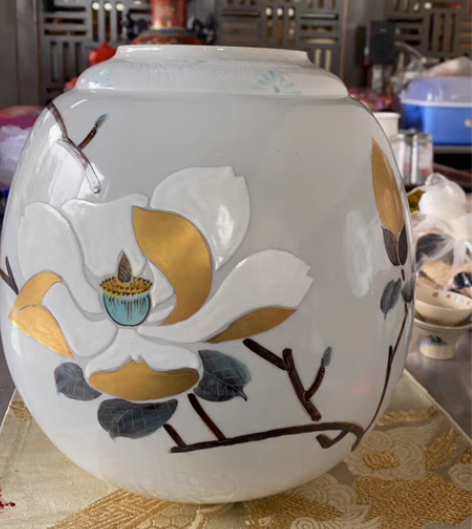 包邮日本回流九谷烧名家竹凰作描金大花瓶一个...