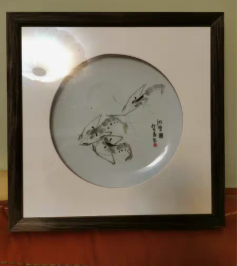包邮浅绛新粉彩文人瓷，刻瓷挂盘，包老到七八...