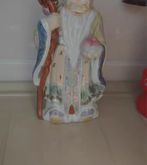 包邮瓷器寿星塑像包邮 旧藏寿星瓷像,有瑕疵...