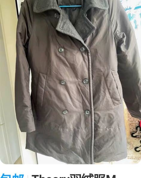 包邮Theory羽绒服M码，深咖色，款式简...