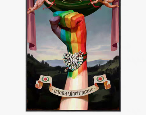 转卖居中美学 彩虹拳头装饰画时尚直播室创意...