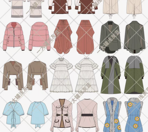 包邮服装效果图款式图绘画??【上色版】??...