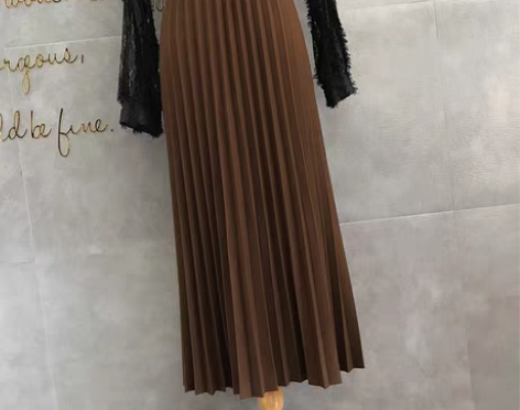 转卖显瘦毛呢百褶裙女春秋 弹力腰褶皱垂百搭...