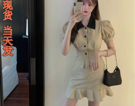 转卖赫本可盐可甜穿搭娃娃领西装裙鱼尾裙连衣...