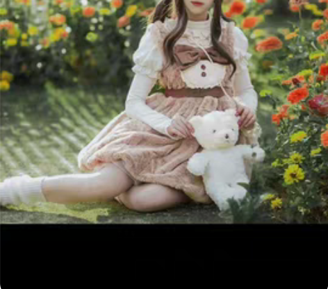 PUJI小甜豆花苞裙棕色S+放羊de西西家...