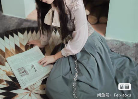 栗同学原创设计 文艺复古宫廷风抽绳绑带vi...