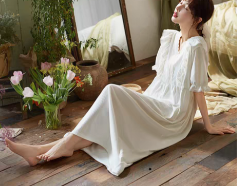 转卖只穿过一次，思莉太太睡裙女夏款纯棉短袖...