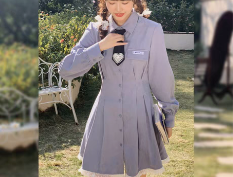 转卖玲玖学院风设计感衬衫连衣裙女秋2022...