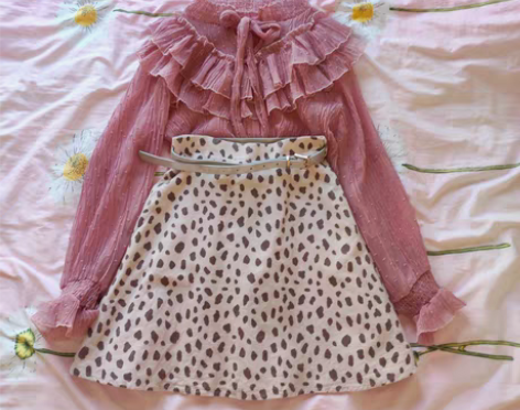 包邮全新包邮日系淡粉色小豹纹高腰短裙半身裙...