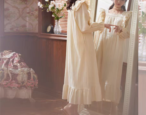 转卖思莉太太睡衣睡裙女春秋纯棉长袖2021...