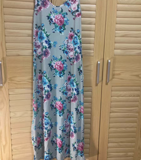 新款法式印花连衣裙小众圆修身浪漫印花田园风...