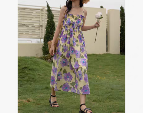 转卖LOVEHEYNEW法式甜美碎花吊带裙...