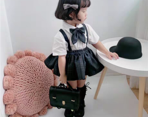包邮女童学院风JK服四季可穿女宝宝百褶背带...