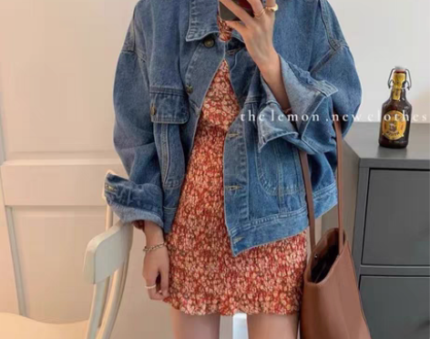 港风牛仔外套女短款小个子宽松韩版bf202...