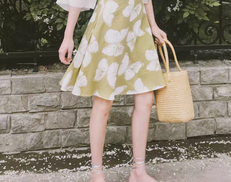 转卖梅子熟了 文艺小清新高腰半身裙复古印花...