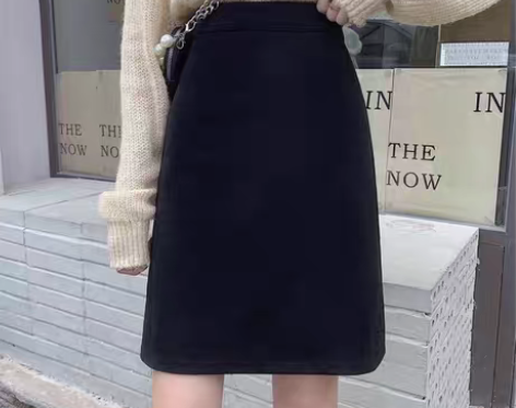 转卖秋冬毛呢半身裙百搭显瘦a字裙女大码高腰...