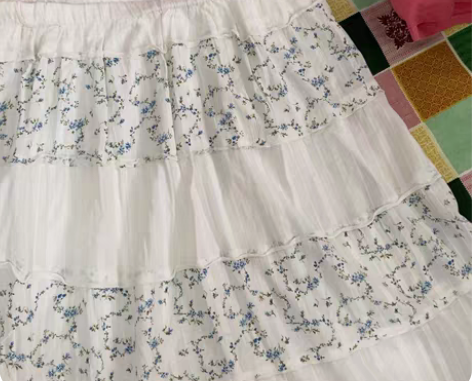 包邮碎花纯棉中裙vintage 腰围大概7...