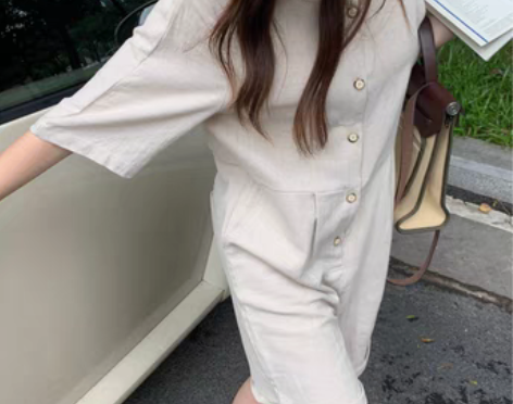 转卖瘦竹竿 棉麻短袖连体裤夏薄款2021新...