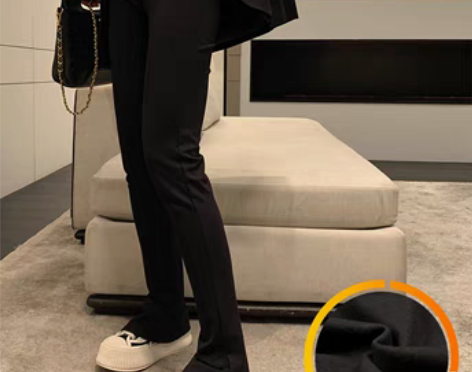 转卖显瘦天花板黑色马蹄裤西装阔腿直筒微喇叭...