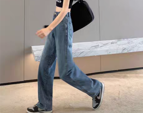 转卖高腰阔腿牛仔裤女夏季2022年新款直筒...