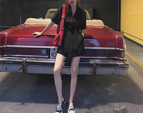 转卖黑色雪纺连体裤女高腰2020新款夏季阔...