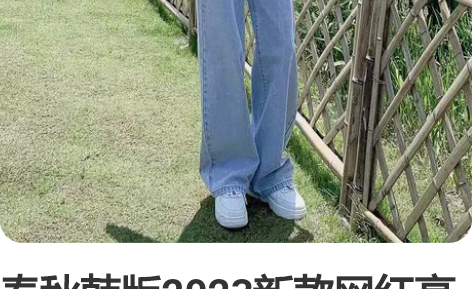 春秋韩版2023新款网红高腰显瘦浅色阔腿拖...