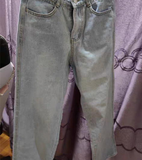 镂空露腰高腰显瘦阔腿牛仔裤女 m码,无弹,...