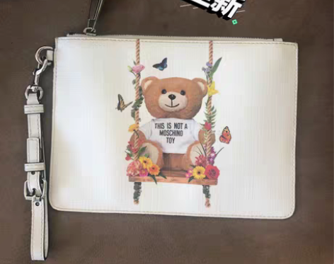 包邮MOSCHINO莫斯奇诺手包小熊秋千白...