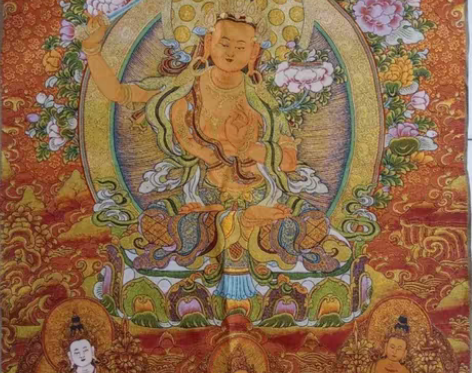 包邮织锦画丝绸精致刺绣画 藏佛唐卡唐喀佛母...