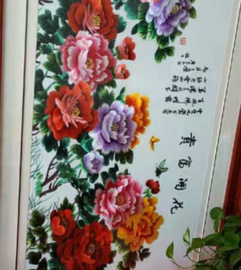 一幅带框刺绣画 长2米 宽80厘米质量上乘...