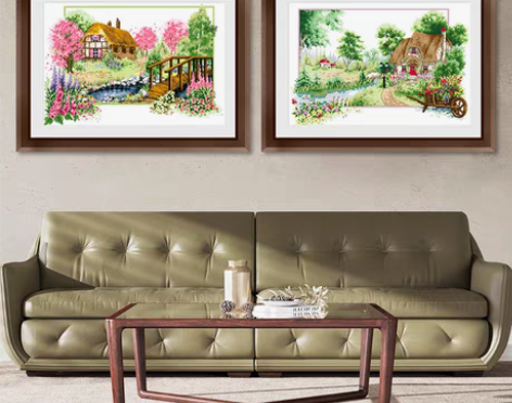 转卖KS十字绣2022新款线绣棉线客厅四季...