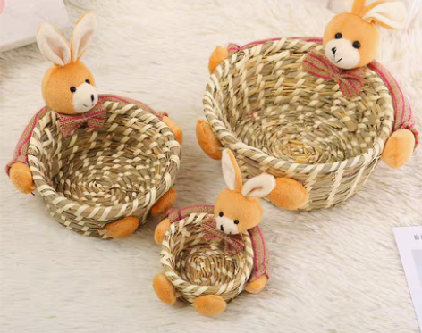 转卖小熊收纳筐零食钥匙化妆品收纳盒田园兔子...