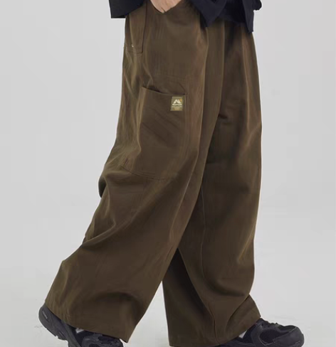 NBNO日系宽松杏色工装直筒裤男夏季大码运...
