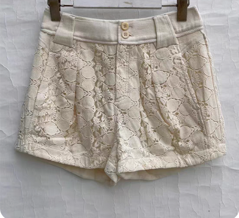 包邮谜底全新夏款蕾丝印花中腰短裤女 39包...