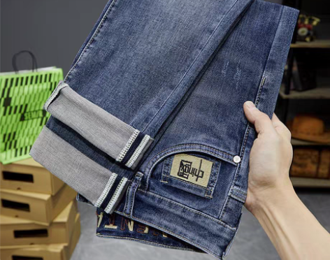 包邮夏季牛仔裤男士牛仔长裤弹力直筒百搭专柜...