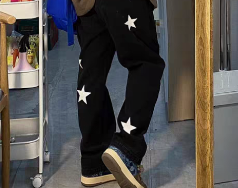 包邮裤子男秋季ins潮宽松百搭潮流阔腿直筒...