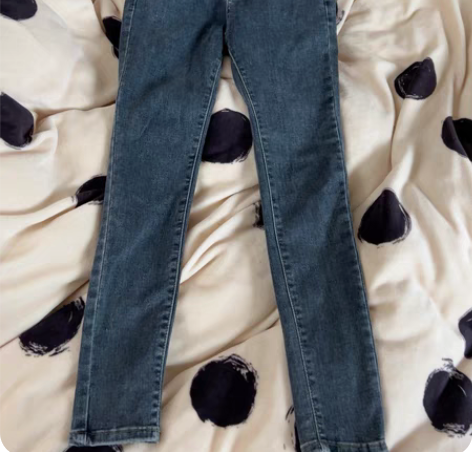 包邮韩国东大门高腰三排扣牛仔裤复古蓝弹力 ...