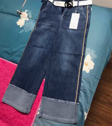 包邮深蓝阔腿牛仔裤 L码 全新 不讲价 不...