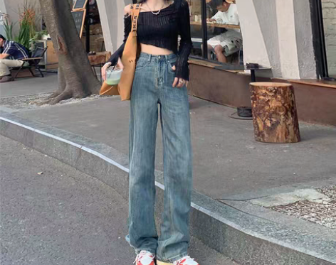 转卖ZSFA2022年新品复古做旧水洗高腰...