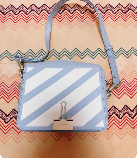 Off White OW 夹子条纹单肩斜挎...