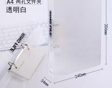 转卖得力5381打孔文件夹A4透明彩色2孔...