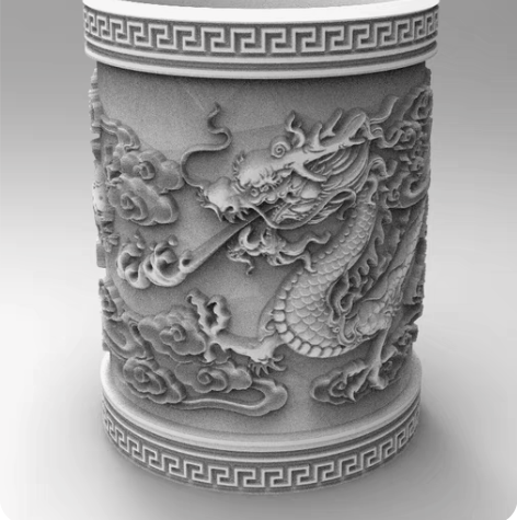 包邮浮雕笔筒系列3D打印STL图纸文件，高...