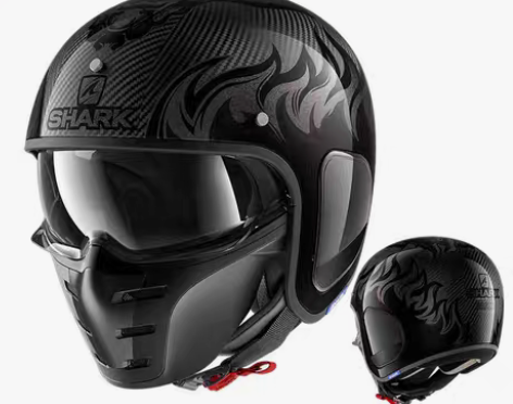 转卖法国SHARK鲨鱼碳纤维摩托车头盔复古...