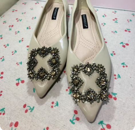 包邮春秋浅口尖头平跟软底单鞋工作鞋女鞋（全...