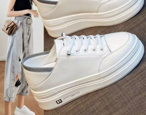 转卖真皮内增高小白鞋女2022新款秋季两穿...