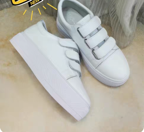 包邮全新 魔术贴真皮小白鞋 鞋底高4cm ...